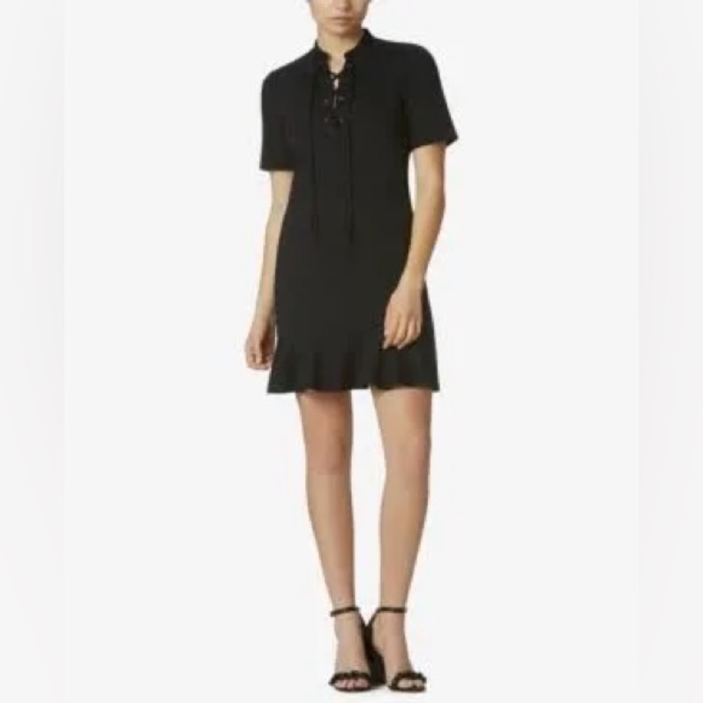 Avec Les Filles Lace Up Muette Mini Dress Black Womens Size XS
